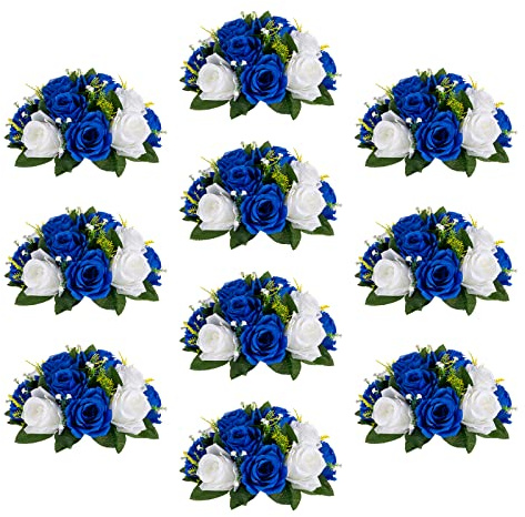 Sziqiqi Blaue künstliche Blumen für Dekoration, künstliche küssende Blumenkugeln für Hochzeit, Tafelaufsätze, Tische, Blumen, Arrangement für Party, Festival