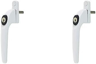 Yale YES-WINH-WH Essentials Inline Replacement Window Handle, Universal Espag, for UPVC Windows, Key Locking, White Finish, 40 mm (Pack of 2)