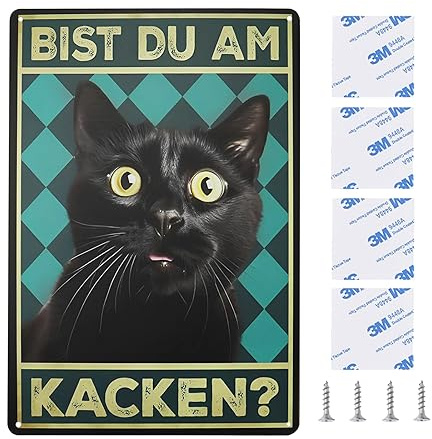 CYUaoao Bist Du Am Kacken Katze Schild Lustig Metall Blechschild Vintage 30 x 20 cm Blechschild Wanddeko Badezimmer Lustige Schilder Katze für Badezimmern WC Toilette oder Haustier-Toilette