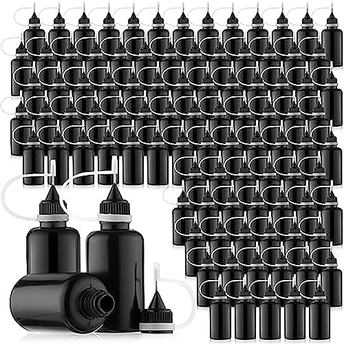 Durratou 100 Stück 30 ml/1 oz Schwarz Nadel Spitze Kleber Flasche Nadeln Präzisionsspitze Applikator Flasche Für Alkohol Tinte DIY Handwerk Acryl
