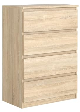 MebLocker Commode à 4 tiroirs, idéale pour Le Salon, la Chambre à Coucher, la Chambre d'enfant, la Chambre d'adolescent et Le Bureau, (chêne Sonoma)