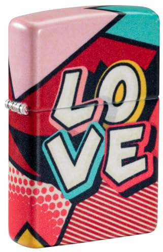 Zippo Sturmfeuerzeug - Modell Love - 540 Color Pop Art-Grafik, Multicolor - Nachfüllbar - Wiederverwendbar - Windfestes Design - Geschenkbox - Made in USA