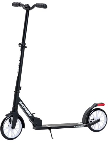 BLACKWHEELS Zoom City-Scooter – Große 200mm Räder, Faltbar, Stoßdämpfer, Höhenverstellbarer Lenker, Leichter Aluminiumrahmen, Komfortables Fahren auf Jeder Oberfläche