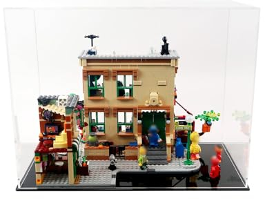icuanuty Acryl Display Vitrine für Lego Ideas 123 Sesamstraße 21324, Staubgeschützte Aufbewahrung und Organisation Vitrine für Lego Modell, Größe: 39x29x25 cm (Nur Acryl Vitrine)
