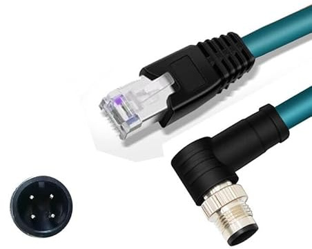 Elecbee M12 4-poliger A-Code-Stecker abgewinkelt auf RJ45-Stecker, hochflexibles Cat6-Industrie-Ethernet-Kabel, PVC, dunkelgrün