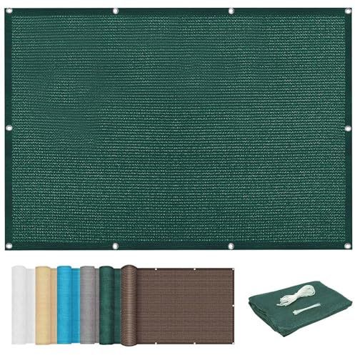Voile D'Ombrage Rectangulaire Hdpe 5 x 5 m Aux UV 98% Couvert Végétal Toile Pergola Perméable avec Corde pour Pergola, Fleurs, Patio, Lawn, Vert Foncé