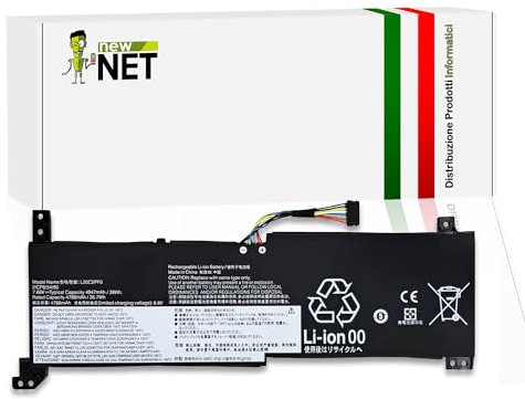 new net - Batteria L20C2PF0 [7.68 V - 4947 mAh] Compatibile con Lenovo V14 G4 IAH (Type 83FR), V14 G4 IRU (Type 83A0), V15 G2 IJL (Type 82QY), V15 G3 ABA (Type 82TV), V15 G3 IAP CTO (Type 83C4)