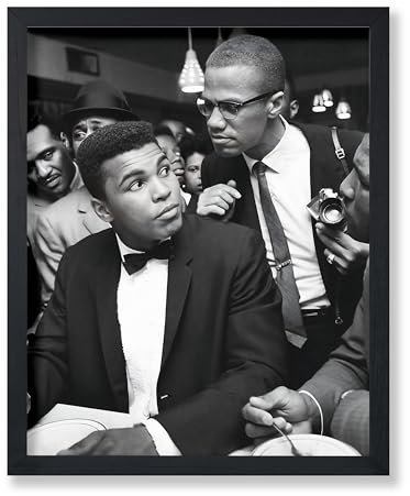 Poster Master Legendärer Meeting-Druck – Malcolm X und Ali Poster – Boxen & Boxer Kunst – Sport-Wanddesign – Schwarz-Weiß-Fotografiekunst – tolle Dekoration für Fitnessstudio oder Büro – 20,3 x 25,4