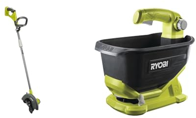 RYOBI 18 V ONE+ Akku-Rasenkantenschneider RY18EGA-0 & 18 V ONE+ Akku-Universalstreuer OSS1800 (4 Liter Tank, Streubreite einstellbar (2,5 bis 3,5 m) ohne Akku und Ladegerät), grün
