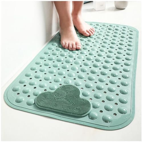 Moulaelos Tapis de douche antidérapant, 80 x 80 cm, tapis de bain antidérapant avec ventouses, tapis de douche confortable, tapis de douche antidérapant, lavable en machine, vert