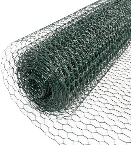 LEMODO Maschendraht-Zaun 100cm hoch, Hasendraht PVC-beschichtet, Kaninchendraht mit 13 mm Maschengröße, Wühlmausgitter aus Sechseckgeflecht, stabiler Drahtzaun, Hühnerzaun mit 10 m Länge