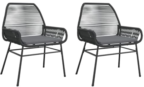 vidaXL Gartenstühle 2 STK., Gartenstuhl mit Kissen, Gartensessel Stuhl für Garten Balkon Terrasse, Sessel Stuhlset Gartenmöbel, Schwarz Poly Rattan