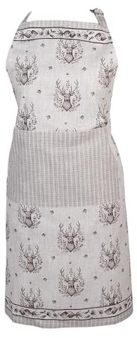 Clayre & Eef Küchenschürze 70x85 cm Beige Baumwolle Hirsch