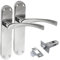 Polished Chrome Twist Door Handle Set,Interior Latch Lever on Long Back Plate with Tubular Latch (1 Pair of Handles + Tubular Latch)