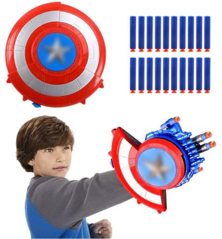 Generisch Shield Launcher, Captain Schild, Captain Shield Launcher, Schild Weiche Launcher Spielzeug, Captain Shield Soft Bullet Launcher, Shield Launcher für Kinder