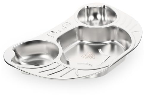 VICASKY 3 Pz piatto per all'aperto piatto diviso vassoio per posate svezzamento cena piatti per dolci piastra fornitura cucina colazione creativo Acciaio inossidabile Silver