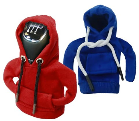 Kaslaider 2 Stück Schalthebel Hoodie, Auto Universal Schaltknauf Haube, Schaltung Schaltknüppel Pullover, Lustige Auto Hoodie für Dekoratives Schaltknauf Überzug Abdeckung