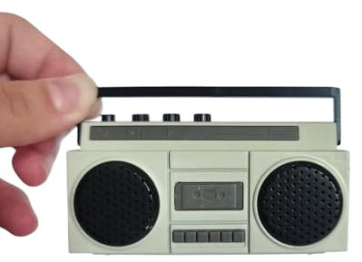 Retro Mini Boombox- Fun Vintage Tape Recorder Design with Swivel Handle -Usb Charging Novelty Speaker for Kids Toy & Desk Decor