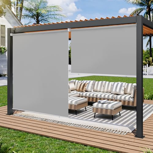 Randaco Senkrechtmarkise Vertikalmarkise Balkonmarkise 140 x 140 cm Sonnenschutz Seitenrollo Beschattung, Balkonrollo Stabil und wetterbeständig, für Balkon, Terrasse, Garten, Hellgrau, 2X