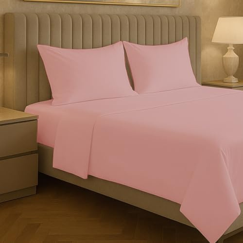 Jenny Sesal - Set Completo Letto in Tinta Unita, 100% microfibra, Made in Italy, Garantisce Comfort - Include Lenzuolo Sopra, Federa, Lenzuolo Sotto con Angoli (Rosa Antico, Matrimoniale)