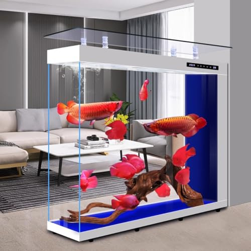 PA-DABAOO 68-Gallonen-Aquarium, Großes Smart-Aquarium Mit EIN-klick-Entwässerung, Robustes Fischglas, Seitliches Filtersystem, Luxuriöses Vertikales Aquarium, Glasbar,E