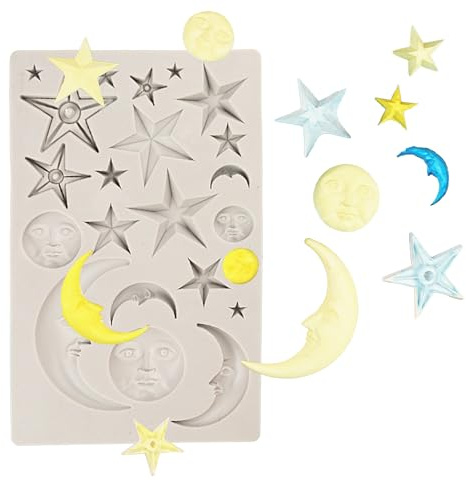 Gxdamxz Silikonform Sterne & Mond, Fondant Formen Silikon, 3D Kuchen Dekoriere DIY Gießformen, Silicone Mold