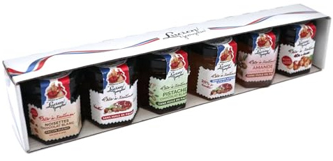 Lucien Georgelin Assortiment Découverte 6 Pâtes à Tartiner 45g | Sans huile de palme - Chocolat Blanc, 16% de Noisettes, Amande, Pistache, Sans Sucre Ajouté, 40% de Noisettes