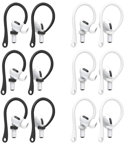 JYNXOR 6Paia Ganci per Orecchie Anti-Smarrimento, Gancio Anticaduta per Auricolari a Stelo Bluetooth, Compatibili con AirPods 3, 4, Sicuro e Regolabile per Correre, Ciclismo, Attività Outdoor, Fitness