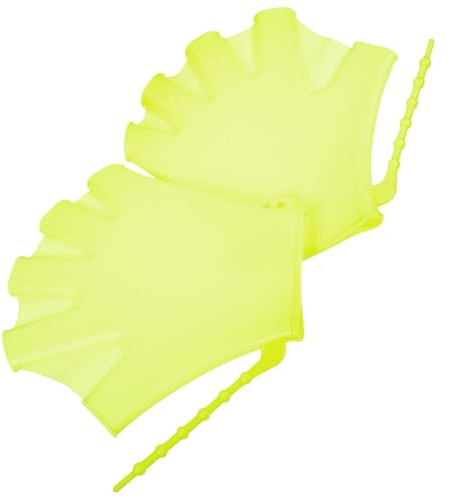 MAGICLULU Guantes de Natación Fluorescentes Verdes de Silicona Adultos Palas de Natación Ajustables para Entrenamiento y Aprendizaje Manoplas Resistentes al Agua y Desgaste para