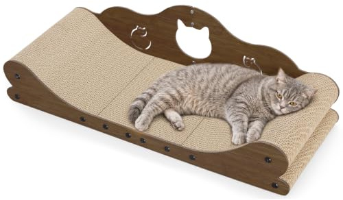 Gimars XXL Katzen Kratzbrett 78 cm im Sofa-Design, Kratzpappe für Katzen, Katzenkratzbretter & Katzenbett, Möbel-Schutz für große Katzen und Mehrkatzenhaushalte, Walnuss