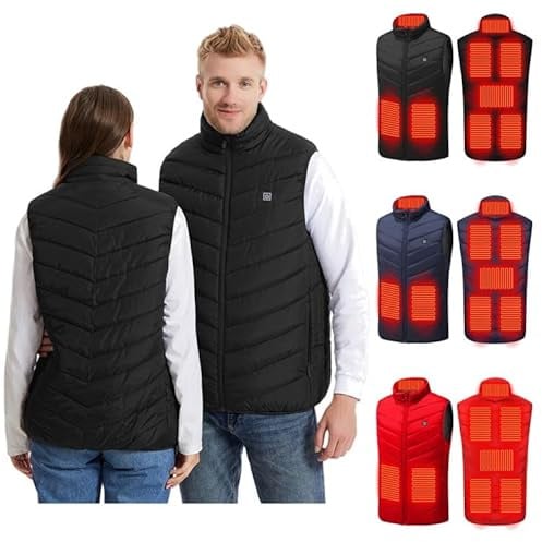 Beheizbare Weste Damen,Heizweste Winter Elektrische Beheizte Westen mit 8 Heizzone 3 Einstellbar Temperatur USB Einstellbare Beheizbar Steppweste Outdoor Daunenweste mit Heizung Ärmellos Heizjacke