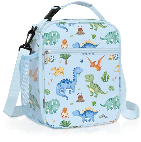 Clastyle Bolsa Termica Porta Alimentos Infantil Dinosaurio Bolsa Comida | Bolsa Almuerzo Bebe Pequeña, Portátil Lancheira Termica Infantil Niños para Escolar Picnic, Ligero y Fácil de Limpiar