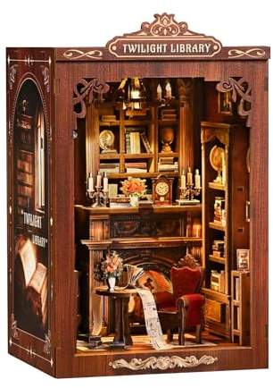 BATTREVO DIY Book Nook kit-Twilight-Bibliothek-Holz-Puzzle，DIY Bücherregal Dekorative Geschenke，DIY Set Erwachsene，Nook Book，Weihnachten Geburtstag Geschenke