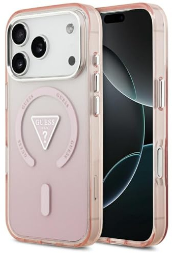 CG MOBILE Guess IML Gradient Triangle Logo kompatibel mit MagSafe Hülle für iPhone 17 Pro (Pink)