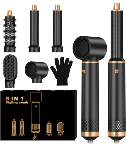 UMIGA Hairstyler 5 in 1 Haarstyle, Multistyler Lockenstab mit Luft | Haarstyler mit Rundbürstenföhn Warmluftbürste Föhn Lockenstab Luft Hair Styler Set für Glätten Trocknen Volumen Locken