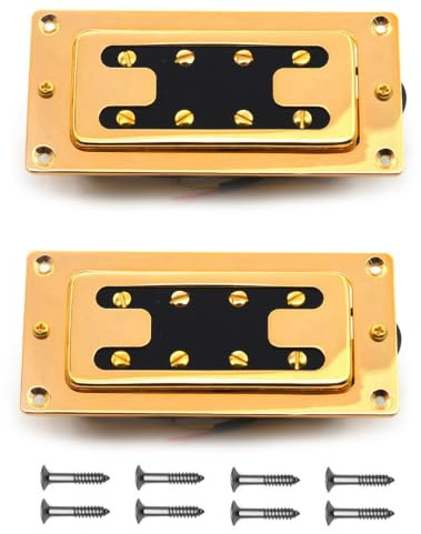 Set di pickup Humbucker a doppia bobina per basso elettrico a 4 corde, montaggio a 8 fori, posizioni collo e ponte, ad alto rendimento (oro)