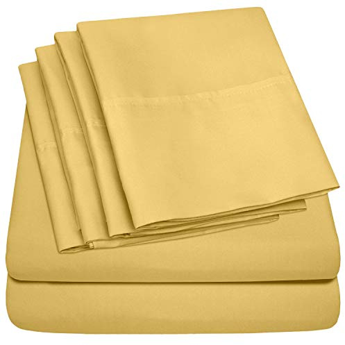 King Size Bed Sheets - 6 Piece 1500 Supreme Collection Fine Brushed Microfiber Deep Pocket King Sheet Set Bedding - 2 Extra Pillow Cases, Great Value, King, Yellow