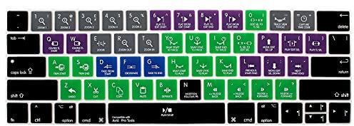 HRH Avid Pro Tools Hot Key Funktionstasten Shorutcut Silikon Tastaturabdeckung Tastaturabdeckung für MacBook Pro 13 15 Retina Display mit Touch Bar A1706 A1707 (2016 Oct.Release) USA-Layout