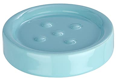 WENKO Seifenablage Polaris Pastel Blue Keramik - Seifenschale ideal für Handseife, Keramik, 11 x 2.5 x 11 cm, Hellblau, Pastellblau, 2.5 x 11 x 11 cm