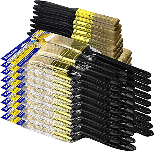 Great Andrew Pinsel, 30 Stück Pinselset (75mm, 50 mm, 38 mm, 38 mm Winkel, 25 mm), Lackierpinsel, Set für Heimmöbel, Zäune und Wandverkleidung, Malerpinsel, Lasurpinsel