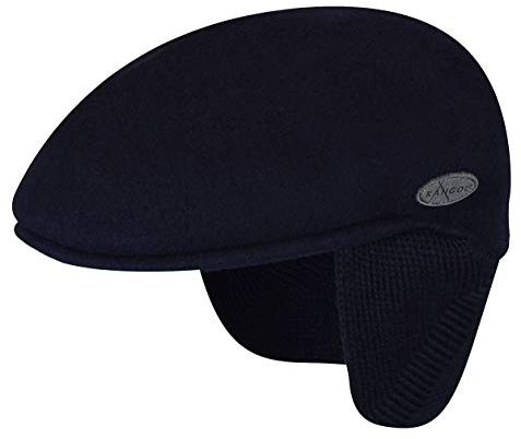 Kangol Das Original Flatcap 504 Earflaps Schiebermütze Schirmmütze Herrencap Wollcap Ohrenklappen (XL (60-61 cm) - dunkelblau)