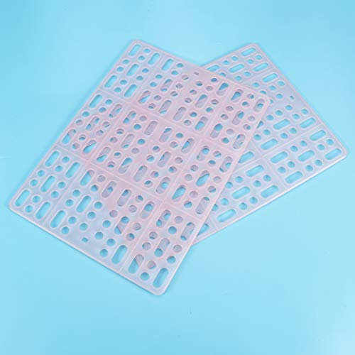 2 Pcs Lapin Cage Tapis De Sol en Plastique Trou Splice Pieds Pad De l'eau Titulaire De Poche Pet Mat avec 4 Onglets Fixes pour Lapin Lapin Cage (Rose)