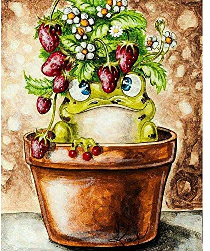 5D Diamond Painting Diamant Malerei Painting Bilder, Wowdecor Frosch Tiere Erdbeere Blume Full Set Groß DIY Diamant Gemälde Malen Nach Zahlen