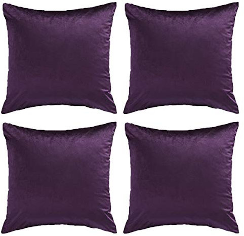 GIGIZAZA Kissenhülle Kissenbezug 50x50 cm Lila Samt Kissenbezüge 4er Pack Dekokissen für Sofa Wohnzimmer Schlafzimmer
