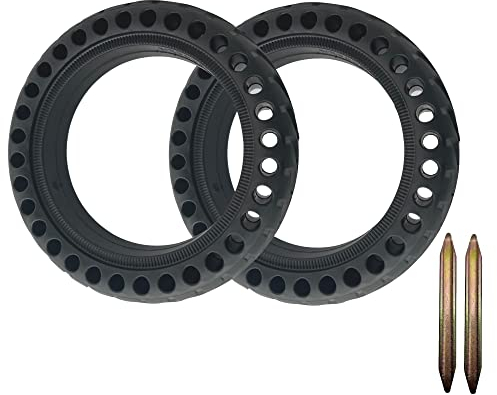 ehua® Pneu Plein pour Xiaomi Trottinette M365/Pro/Pro2/1S/Essential/3 et Wispeed T850/T855 Pro, Roue Alvéolée Increvable 8,5 Pouces Avant/Arrière (2xPneu plein+2xOutil)