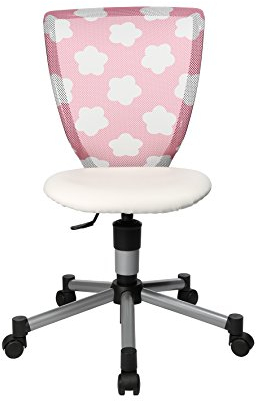 TOPSTAR Kinderdrehstuhl Titan Junior rosa-weiß - Motiv Wolken - mit Hartbodenrollen