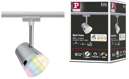 Paulmann 95525 Cone URail Smart Home Zigbee 3.0 Individual spot with RGBW lamp GU10 350lm 5.5W RGBW+ dimmable 230V Chrome matt Rail System
