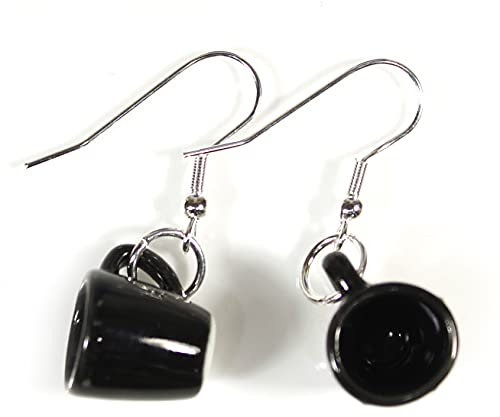 'Coffee Connoisseur' Miniature Ceramic Coffee Cup Earrings black