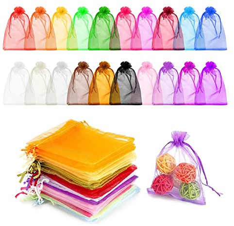 100 Stück Farbe Organzabeutel Organzasäckchen Säckli Organzabeutel Säckchen Geschenkbeutel Säckli Beutel Geschenk Schmuckbeutel Für Festival Party Und Hochzeit Beutel(7x9cm)