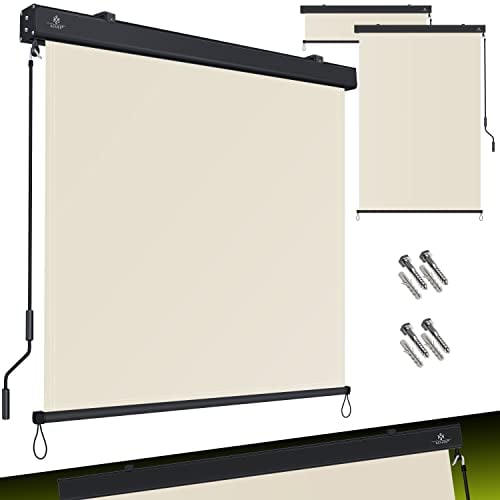 KESSER® Senkrechtmarkise 180x250cm Außenrollo Handkurbelmechanismus Balkonrollo Sonnen-und Sichtschutz Beschattung Sonnenschutz mit Kurbel Markisenkasten Balkon & Terrasse inkl Montageset & Abdeckung